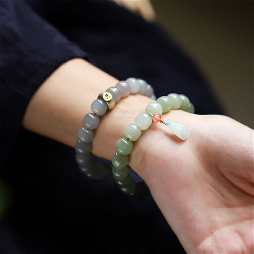Multi-treasure Gradient Hetian Jade Bead Bracelet