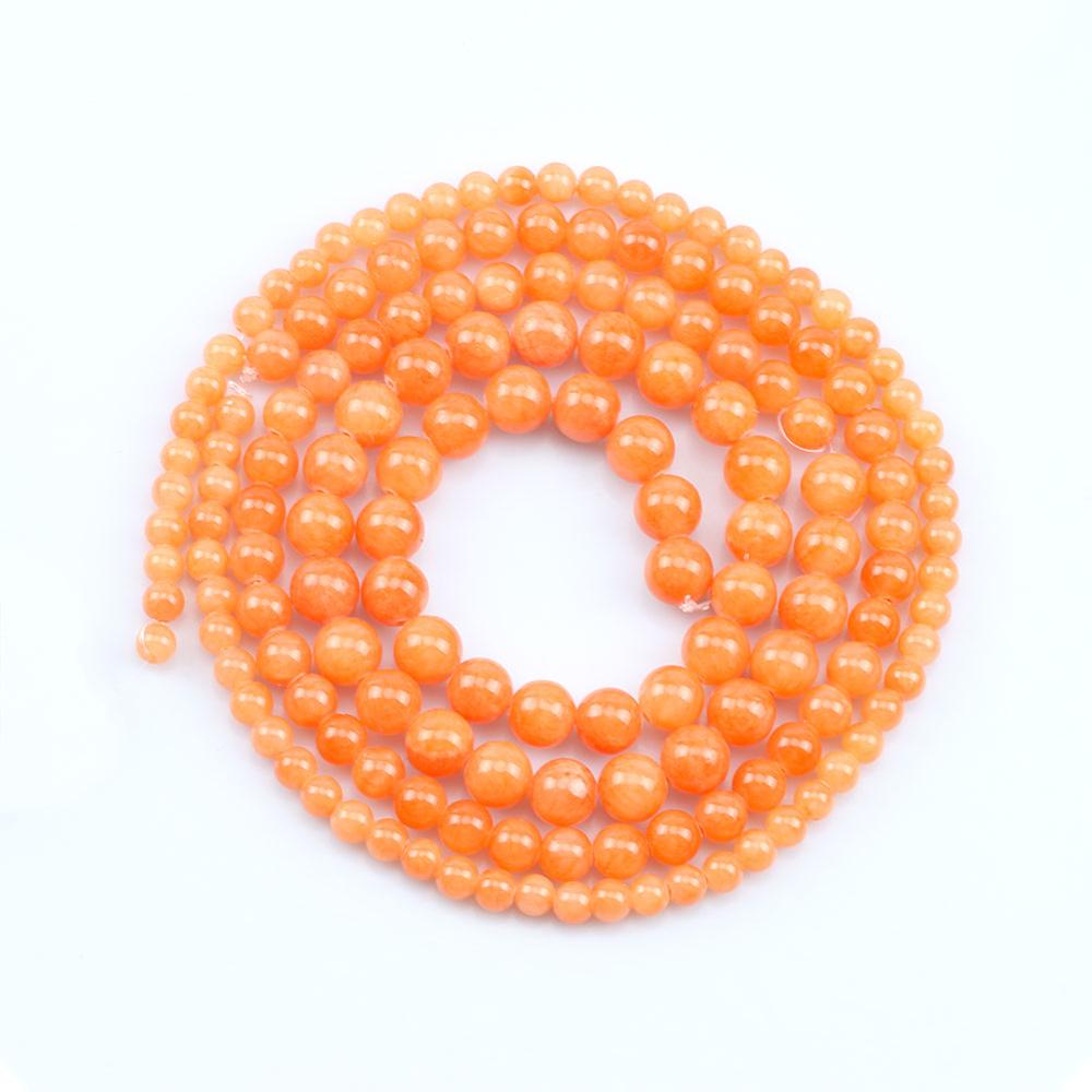 Natural Stone Orange Jades Beads For Jewelry Making Round