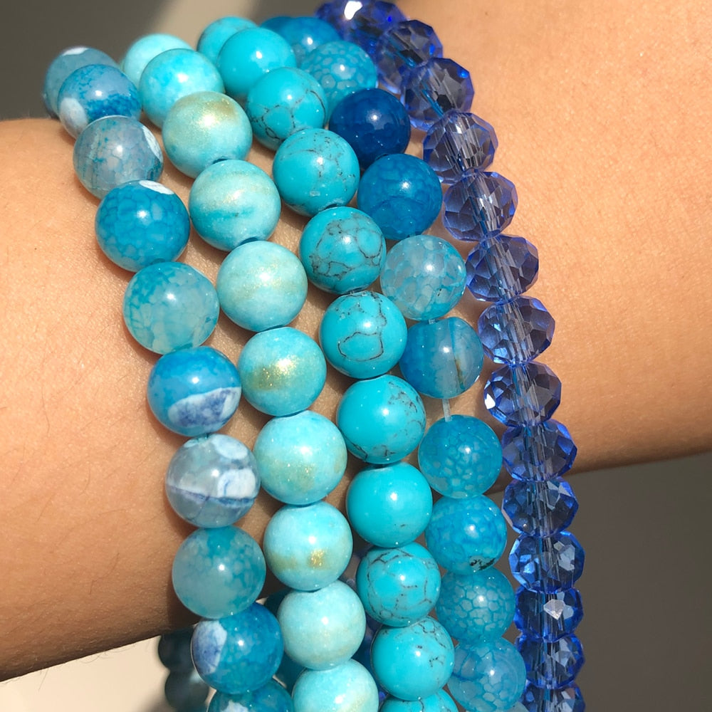 Blue Style Natural Stone Turquoises Agates Jades Lapis