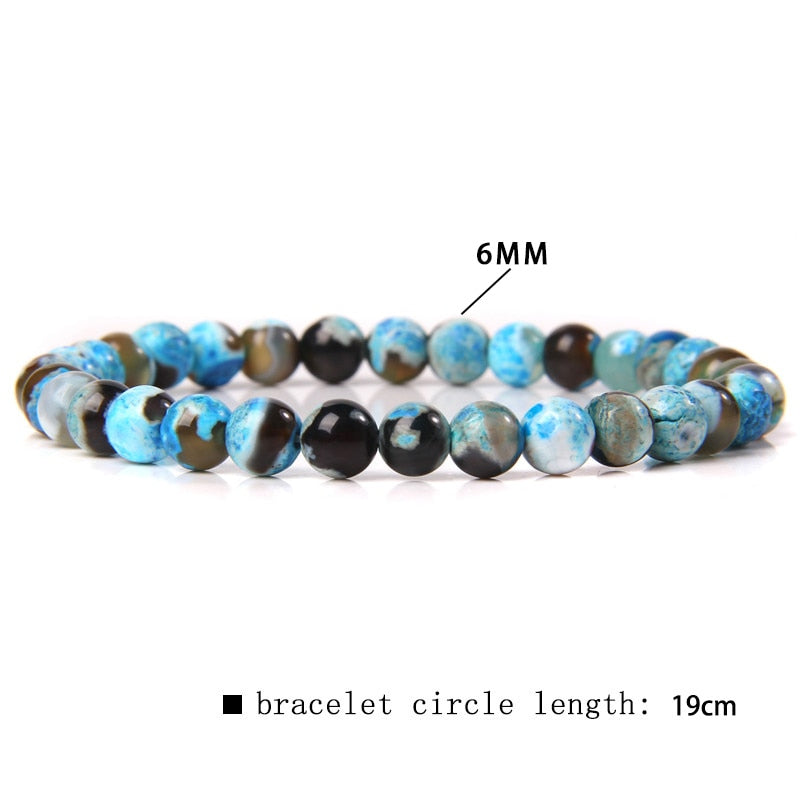 Natural Stone Blue 6MM Beads Bracelets For Women