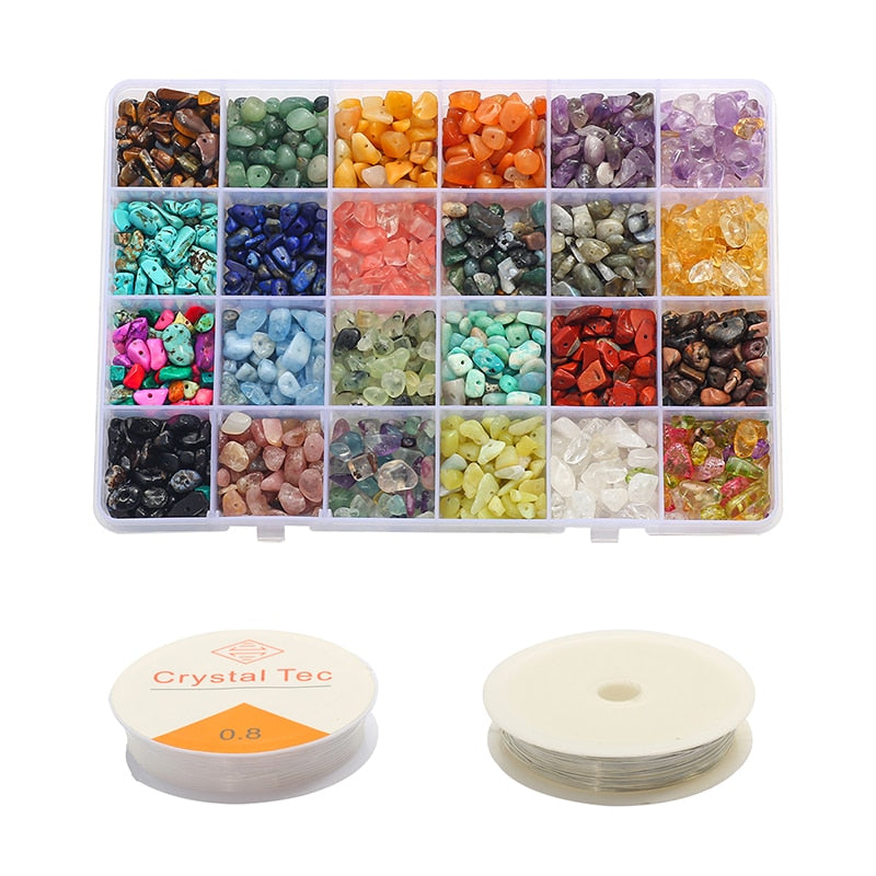 Stone Crystal Amethyst Chips Beads Kit Lobster Clasp
