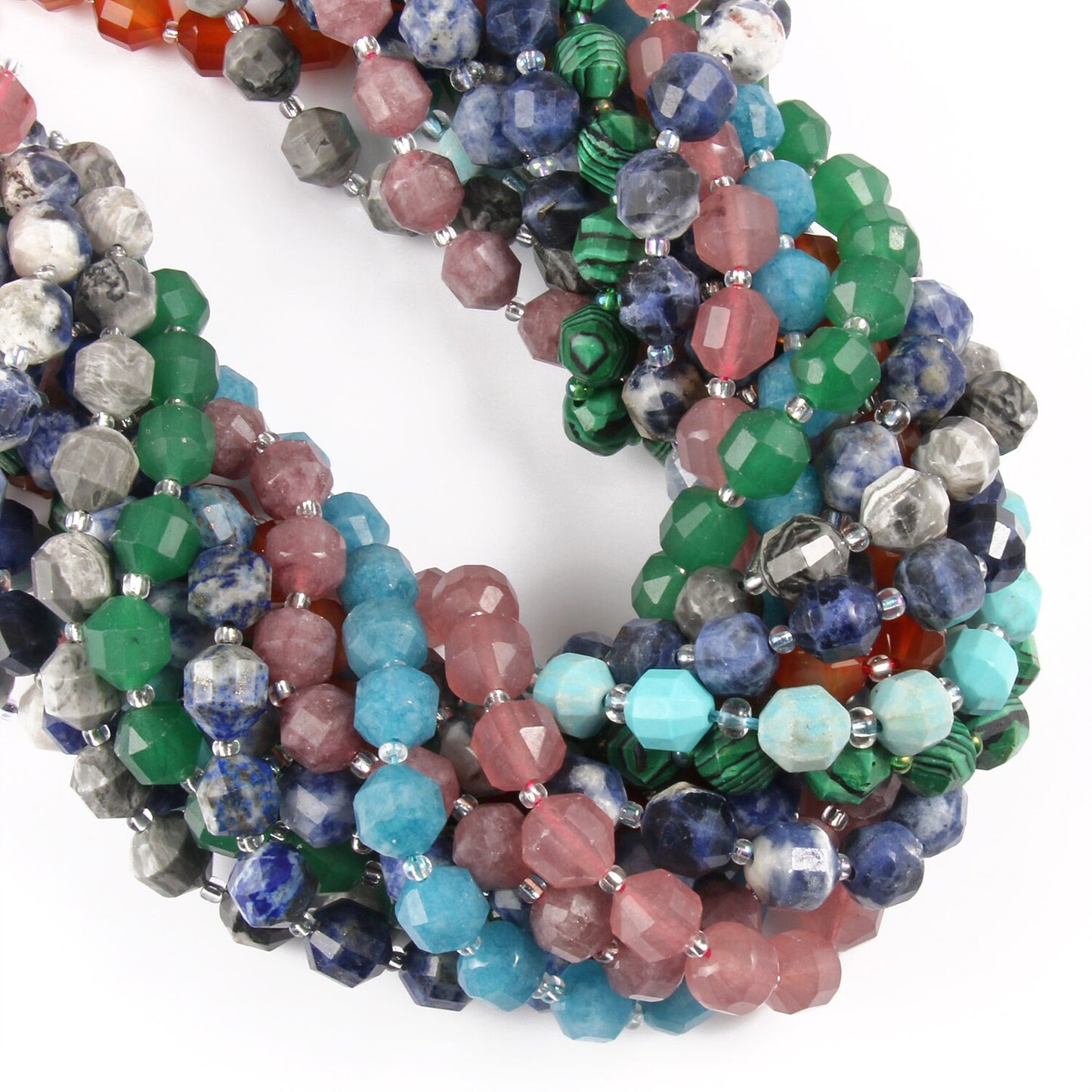 Natural Stone Beads Jades Crystal Faceted Sharp