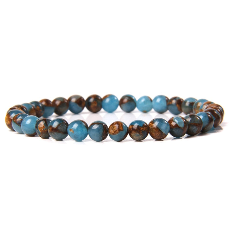 Natural Stone Blue 6MM Beads Bracelets For Women