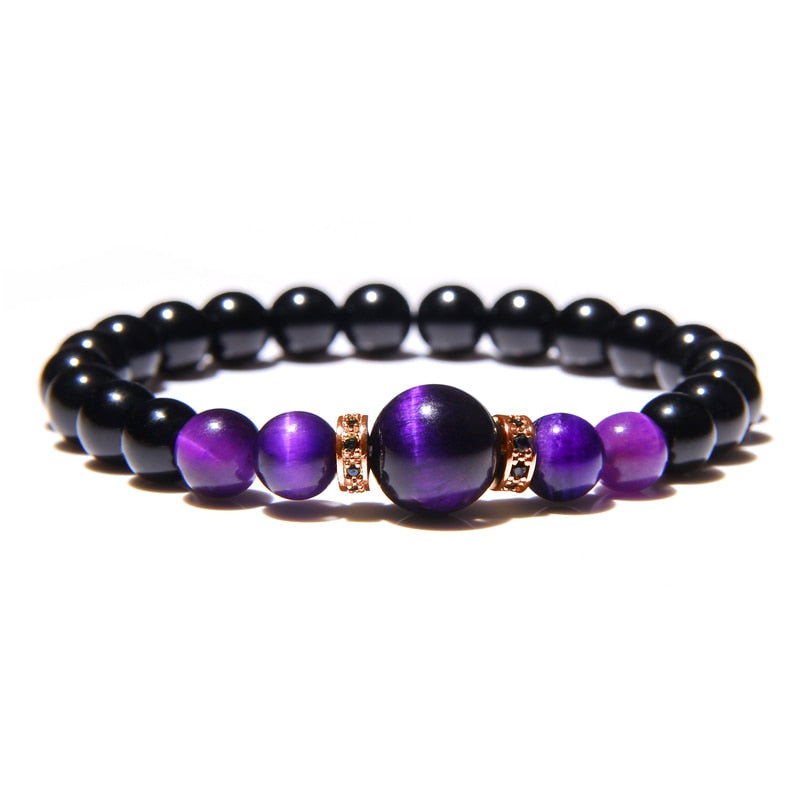 Natural Stone Bracelets Men Royal Blue Tiger Eye