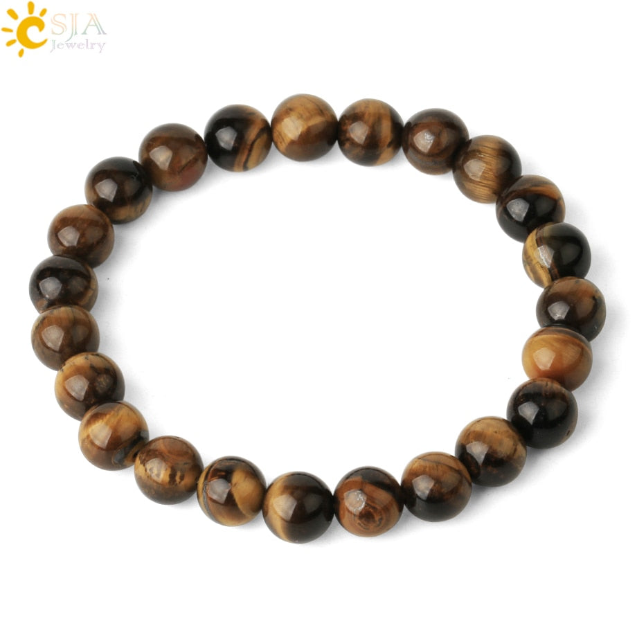 Natural Stones Strand Bracelets Single Color