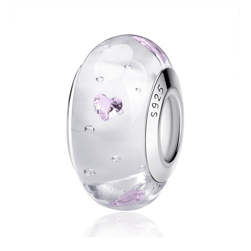 Sterling Silver Glass Bead Wood Stone Murano Flower