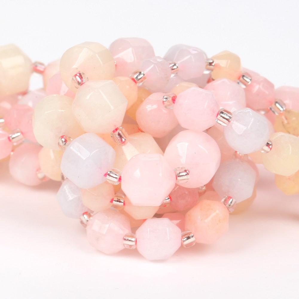 Faceted Morganite Jades Stone Loose Spacer Beads