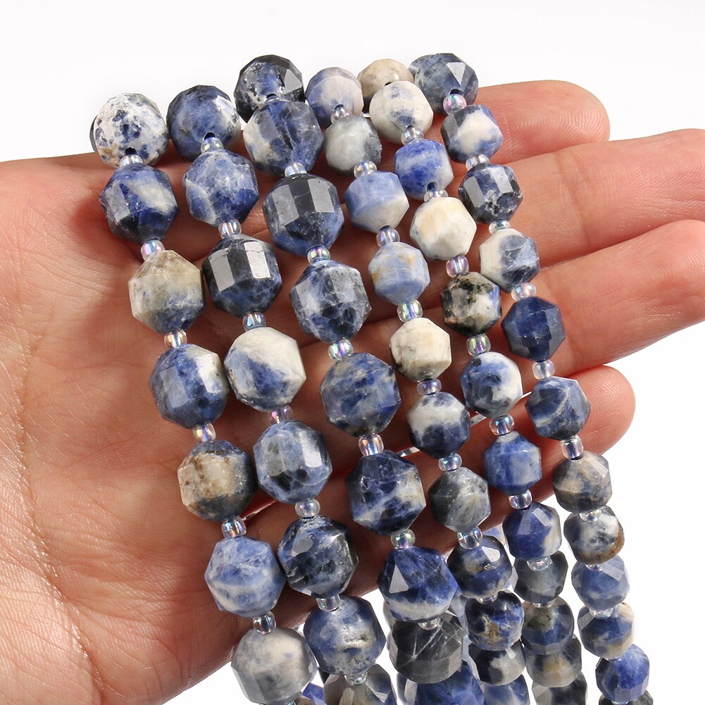 Natural Stone Beads Jades Crystal Faceted Sharp