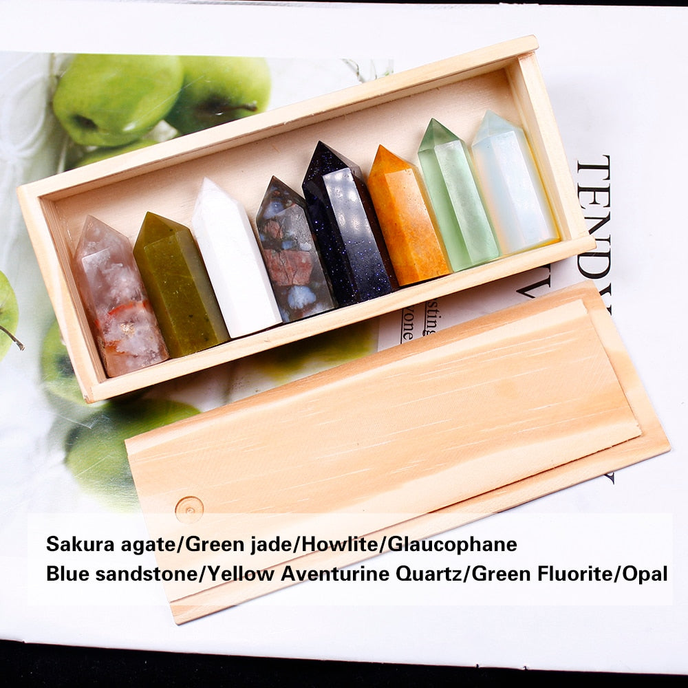 Wooden box Decorative Natural Hand Carved crystal
