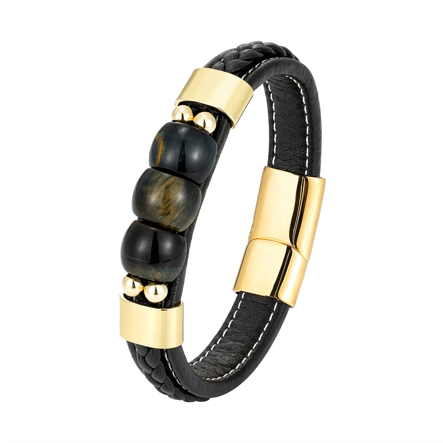 Natural Red Tiger Eye 3 Lucky Charm Jewelry Bracelet