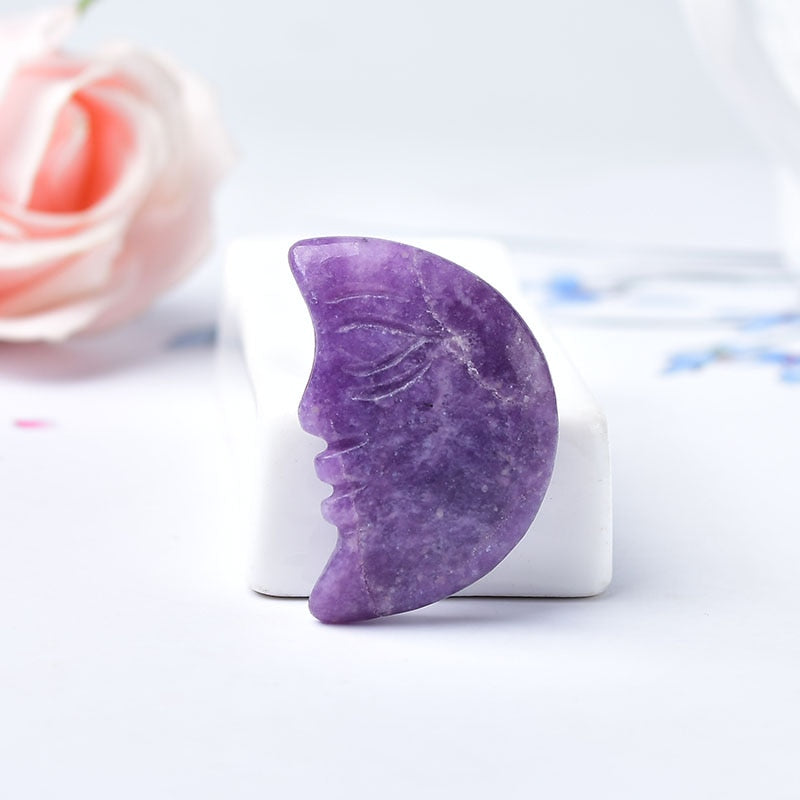 Crystal Rose Quartz Moon Face Gemstone Energy
