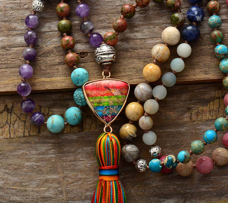 Gorgeous New Natural Stones Chakra Charm Triangle