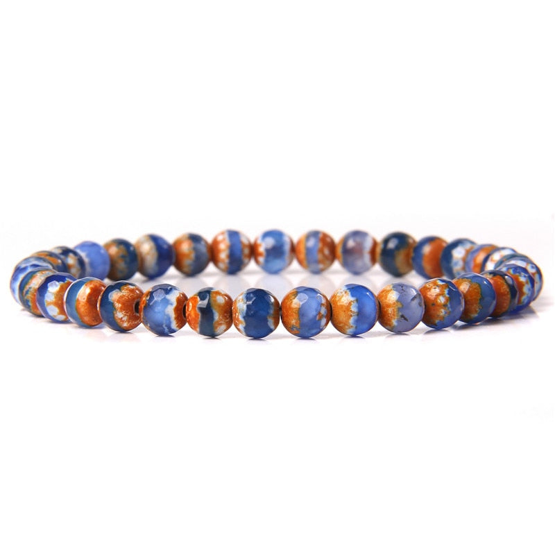 Natural Stone Blue 6MM Beads Bracelets For Women