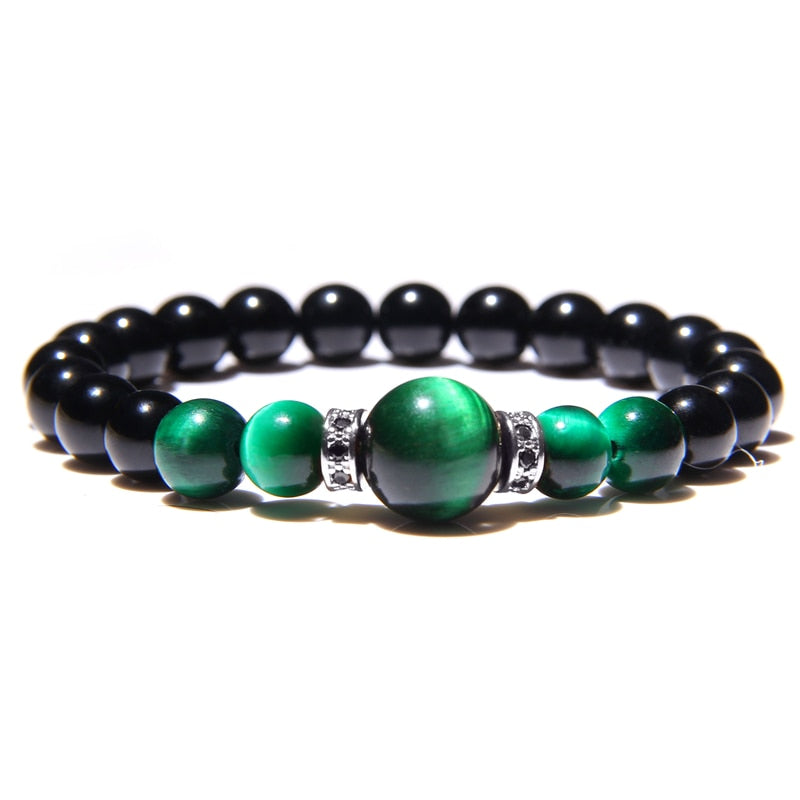 Natural Stone Bracelets Men Royal Blue Tiger Eye