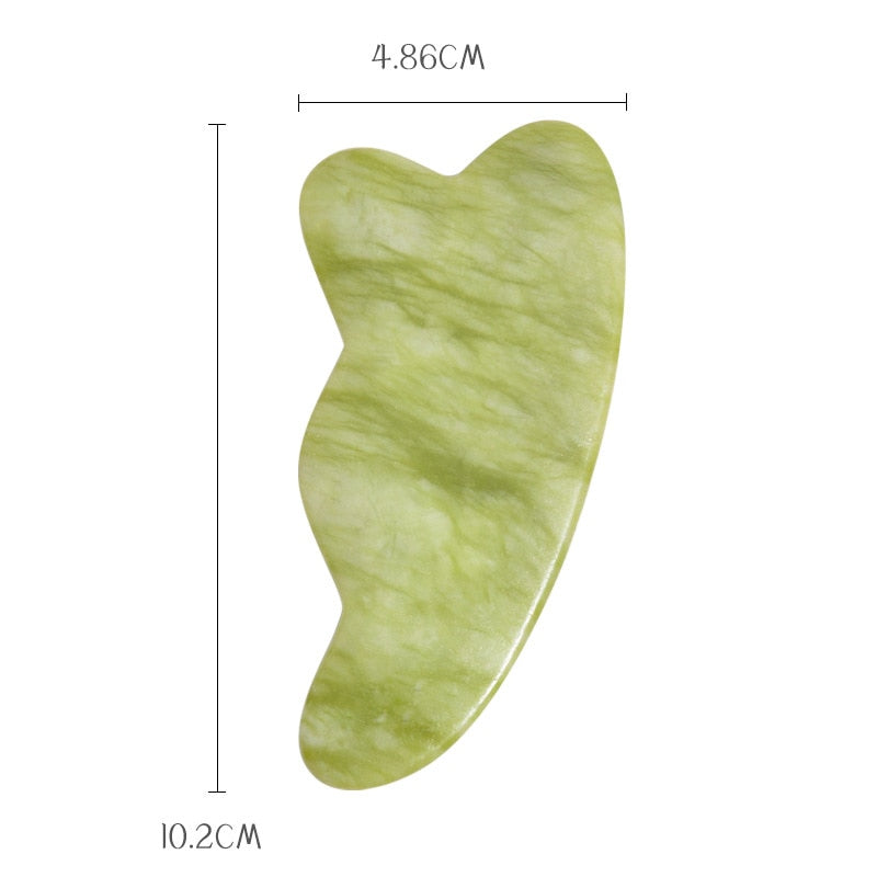 Green Jade Gua Sha Natural Stone Smooth Cold