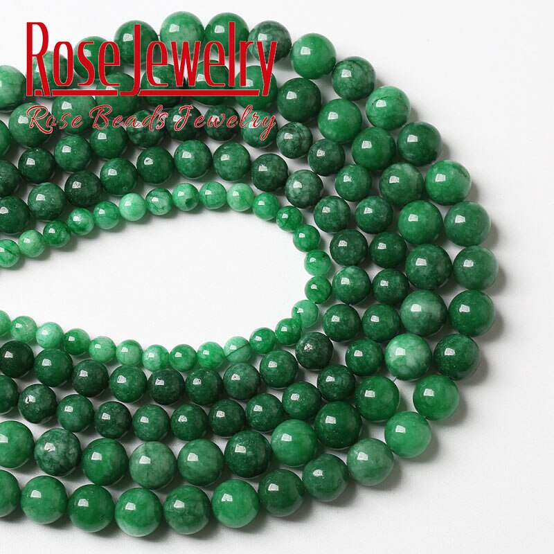 Green Lace Jades Beads Round Loose Stone Beads