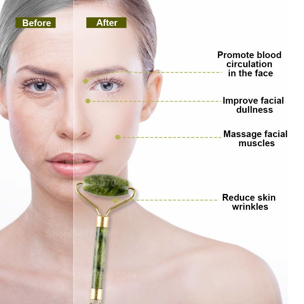 2pcs/kit Gua Sha Massager For Face Care Jade Rollers