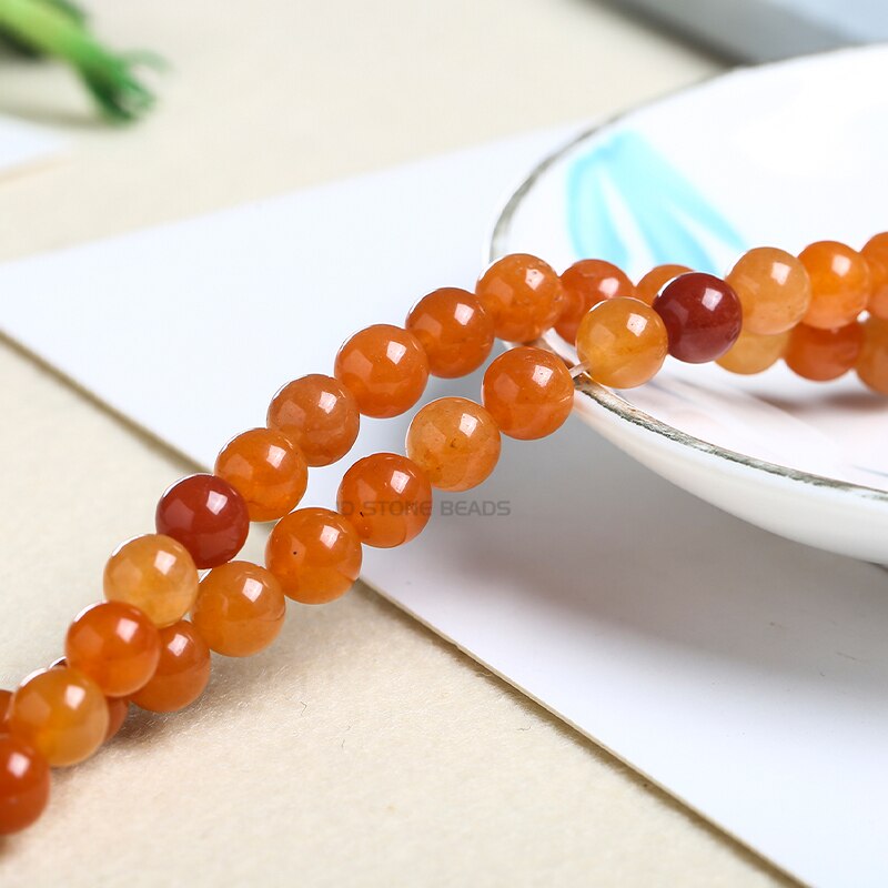 Natural Red Aventurine Jade Stone Beads Round Beads