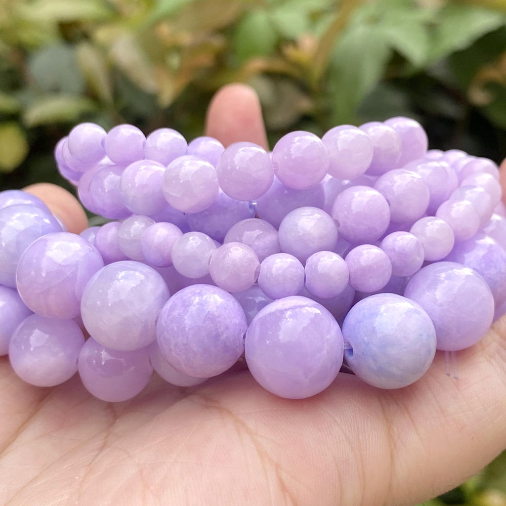 Purple Natural Stone Angelite Jades Round Loose Spacer Beads