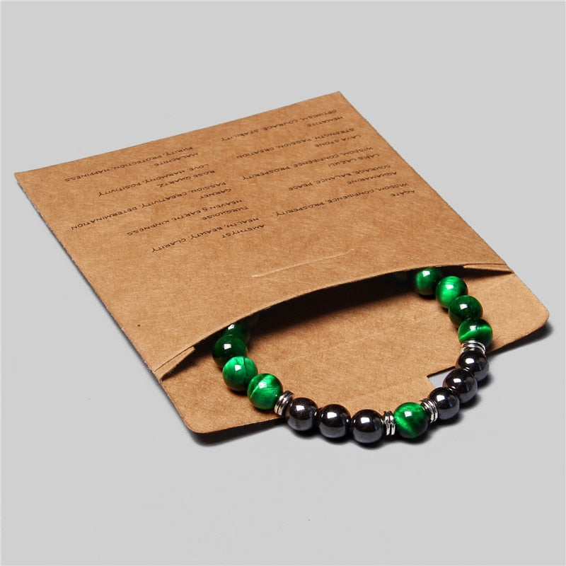 Men Bracelet Natural Hematite Tiger Eye Bead