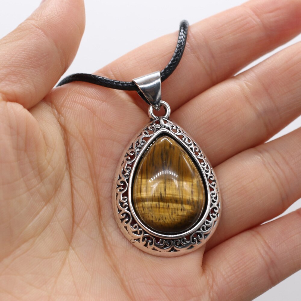 Natural Stone Necklace Water Drop Crystal
