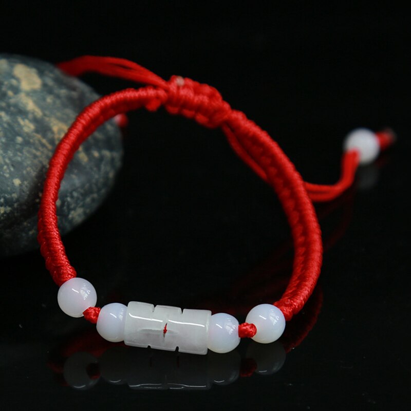 Geometric Natural Jade Red Rope Braid Bracelets