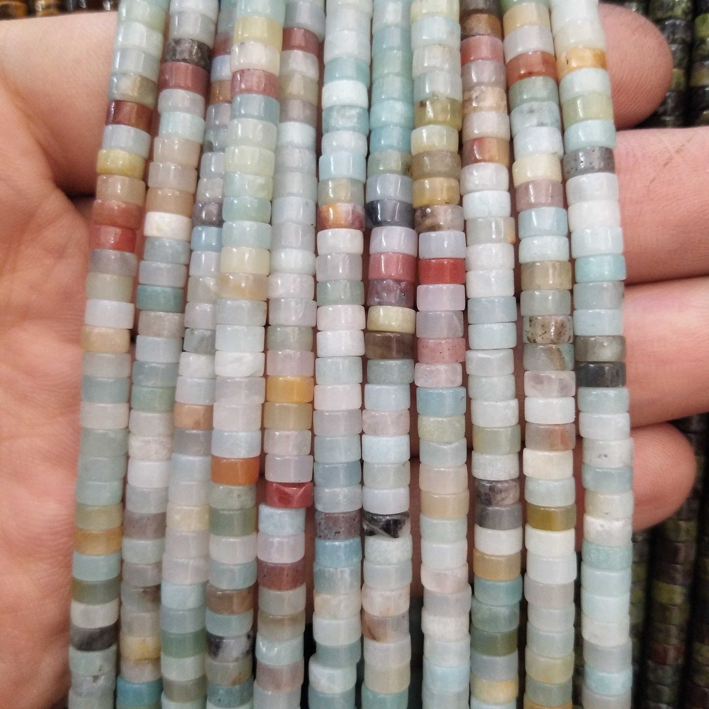 Turquoises Agates Jades Spacer Flat Round Natural Stone