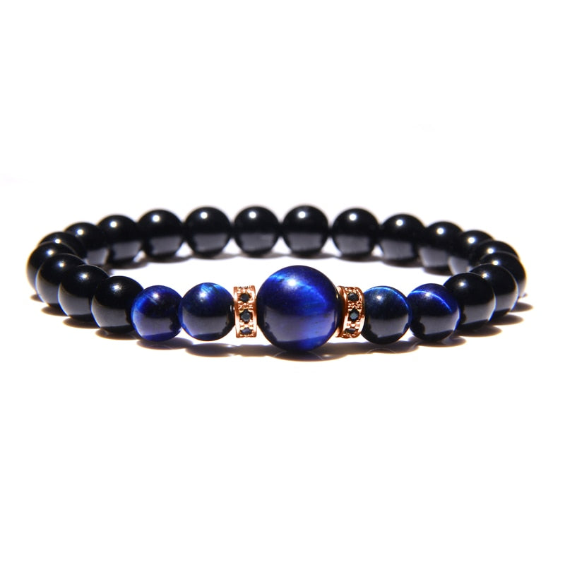 Natural Stone Bracelets Men Royal Blue Tiger Eye