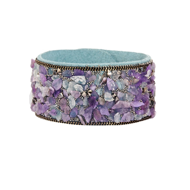 Stone Bracelets For Women Wrap Cuff Slake Leather