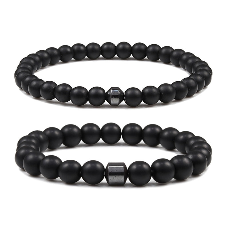 Men Natural Rock Stone Bracelet Energy Hematite