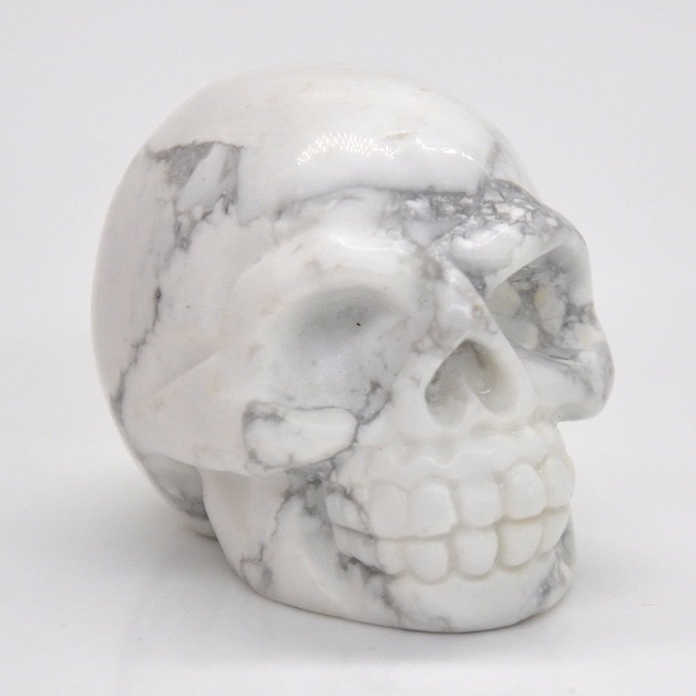Skull Statue Natural Amethyst Black Obsidian Stone