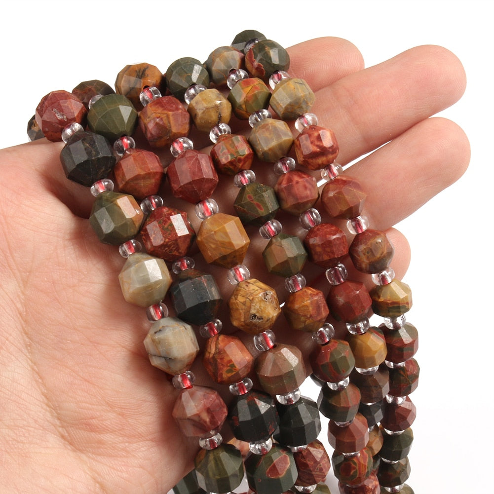 Natural Stone Beads Jades Crystal Faceted Sharp