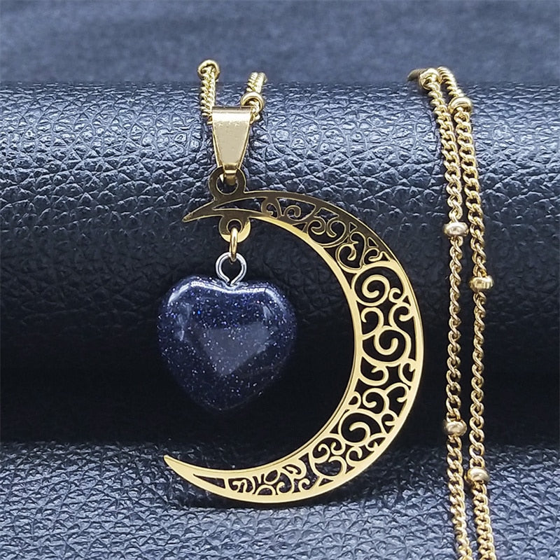 Black Color Stainless Steel Natural Stone Charm