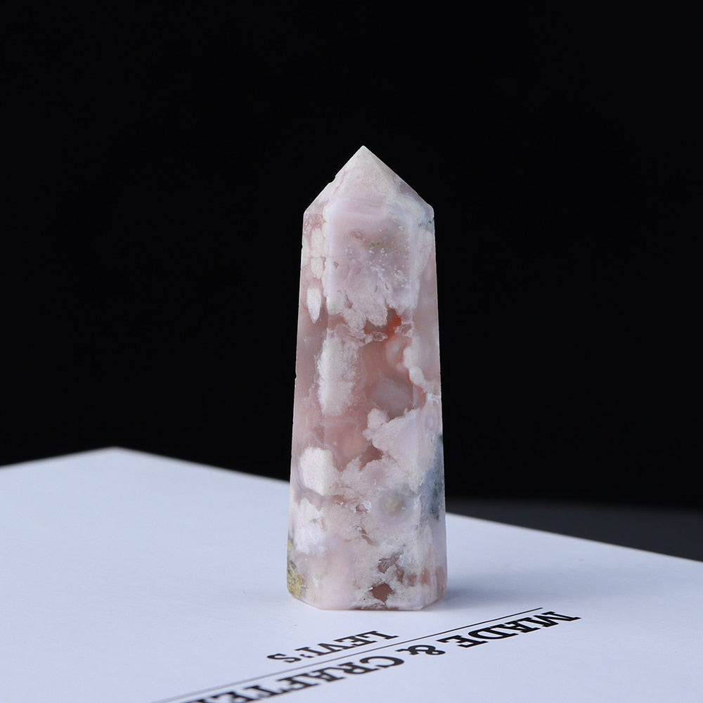 Pink Quartz Tower Sakura Agate Crystal Point Energy