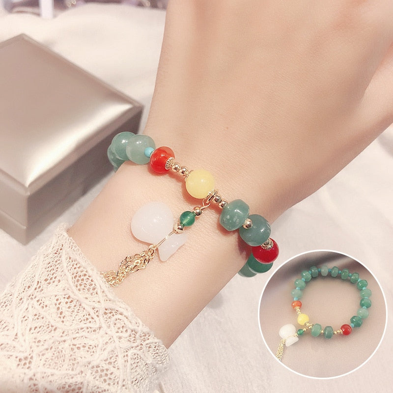 Vintage Lucky Bag Natural Jade Bracelets