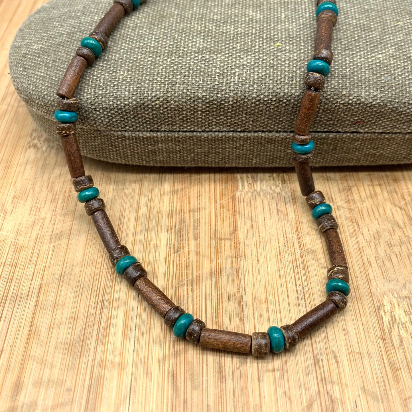 Natural coconut shell turquoise spacer beads