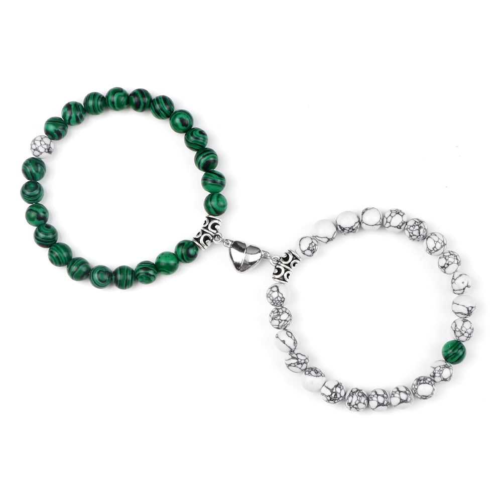 Stone Beads Bracelet for Lovers Heart Magnet Attraction