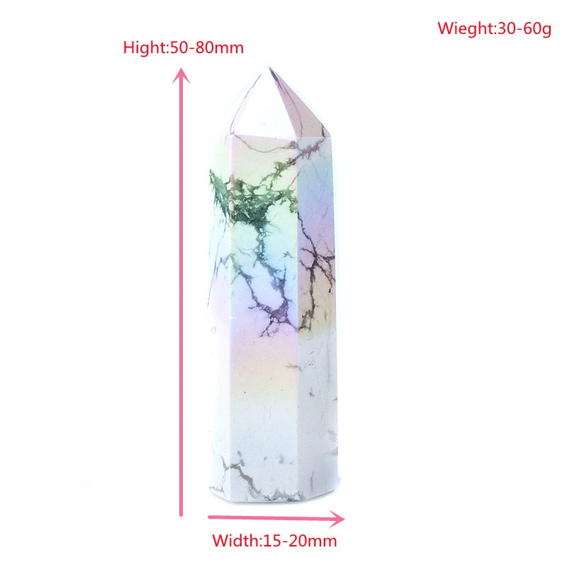 Aura Howlite Crystal Point Electroplating Wand Healing