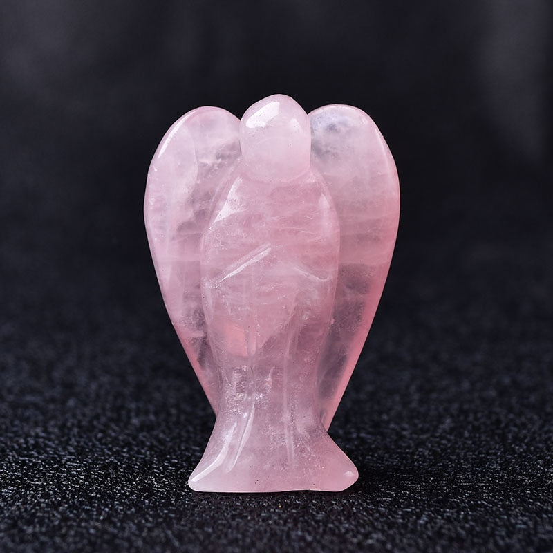 Crystal Guardian Angel Figurine Amethyst Rose Quartz