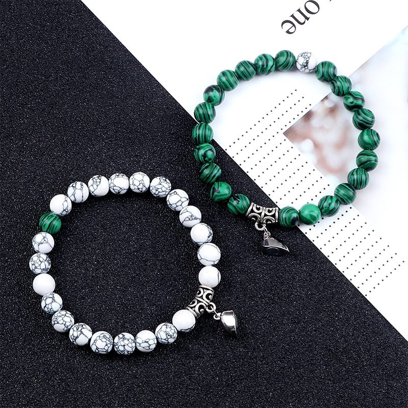 Beads Bracelet For Lovers Natural Stone Distance Heart