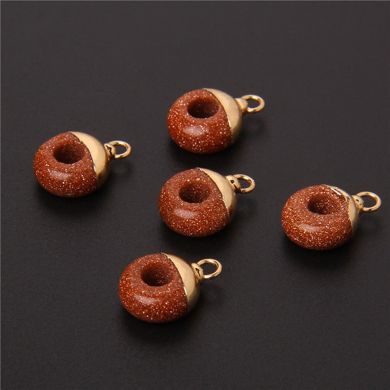Big Hole Round Stone Beads Charms Jades