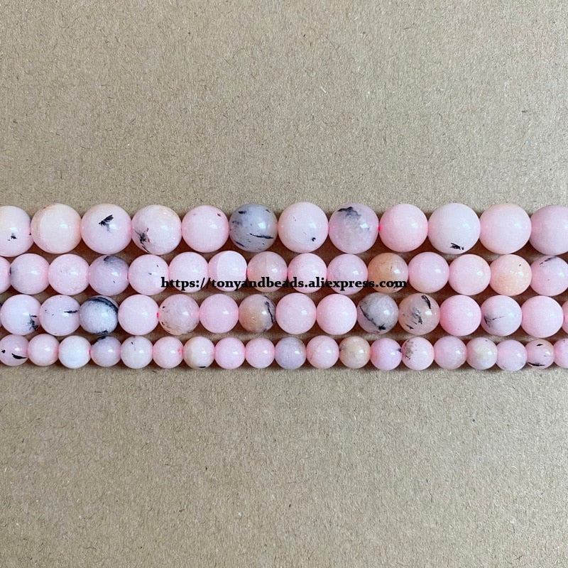 Smooth Pink Opal Color Jade Round Loose Beads