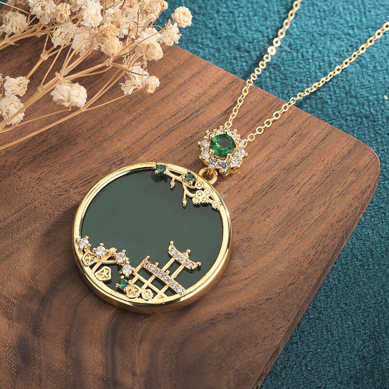 Natural Ice Chalcedony Pendant Jade Color Round Pendant