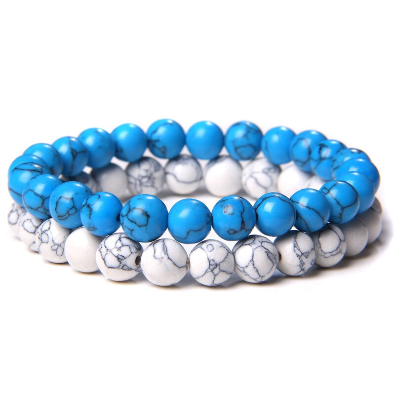 2 Chains Bracelet Set Men Vintage Stretch Bracelets