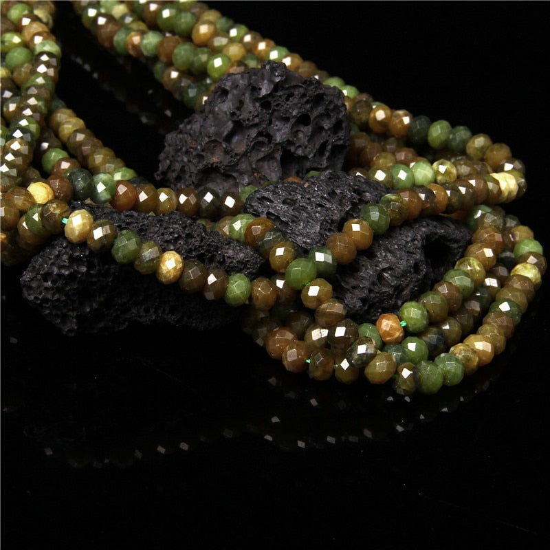 Green Jades Stone Beads Rondelle Flat Loose