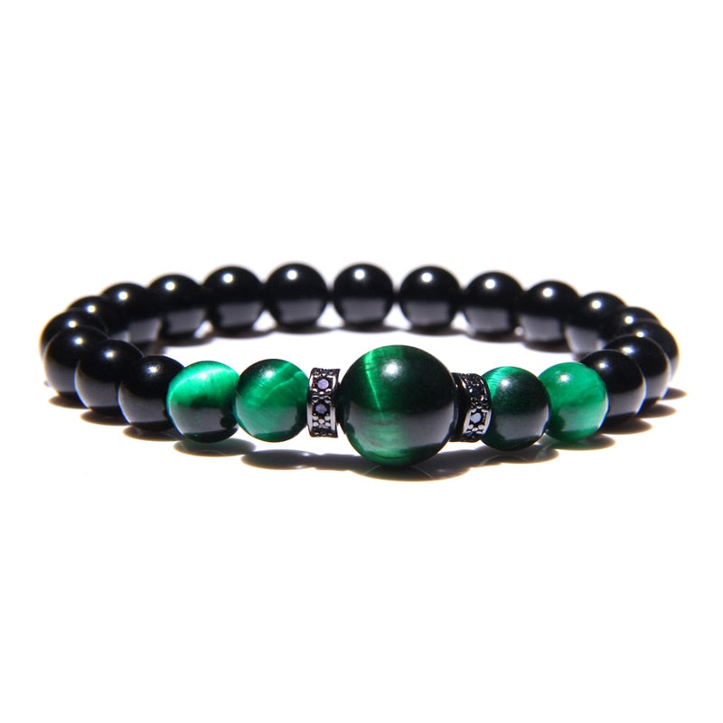 Natural Stone Bracelets Men Royal Blue Tiger Eye