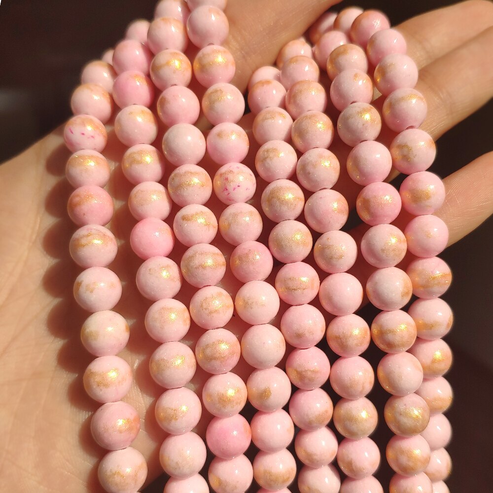 Jades with Gold Lapis Lazuli Round Loose Stone Beads