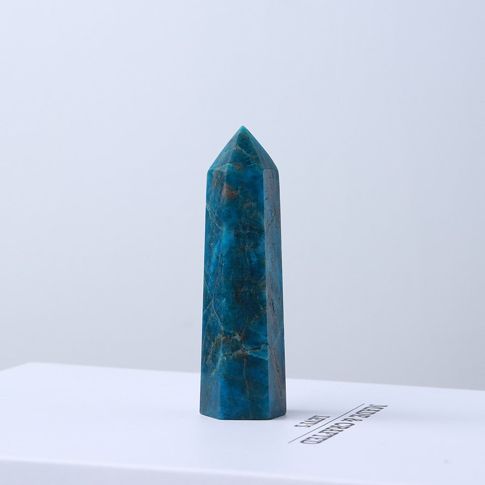 Quartz Wand Blue Apatite Point Crystal Tower Mine Energy