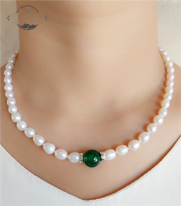 Natural fresh water pearl natural stone necklace