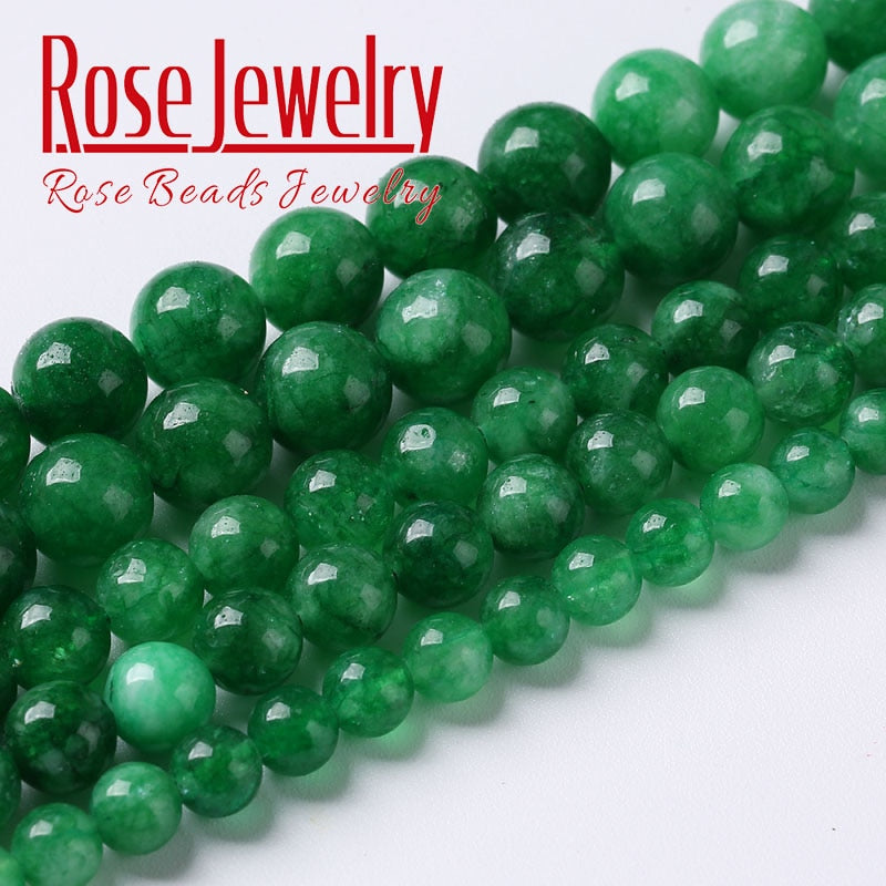 Natural Green Lace Jades Beads Round Loose Stone